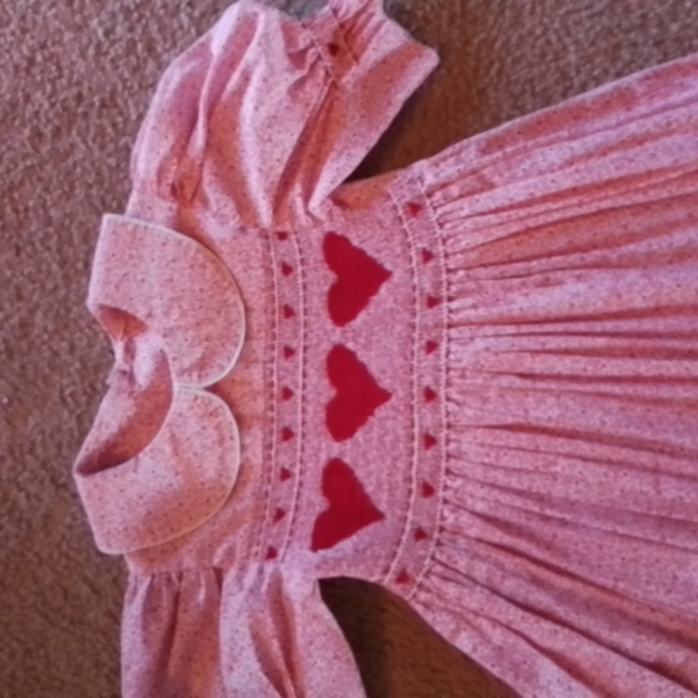 Pink Dress with Red Heart Accents